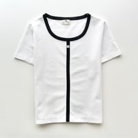 courreges white×black piping logo T-shirts