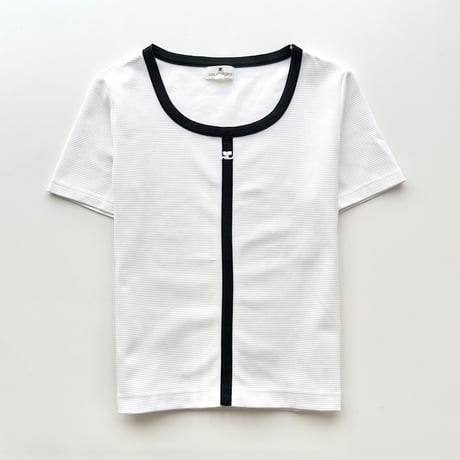 courreges white×black piping logo T-shirts