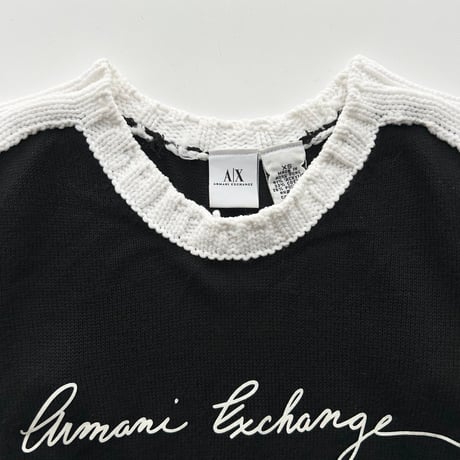 ARMANI black bicolor logo knit