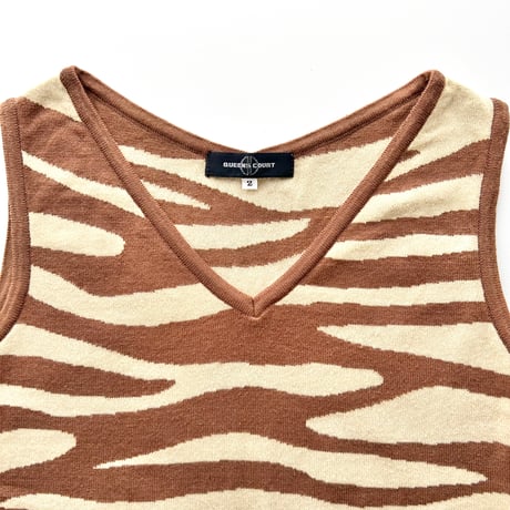 brown zebra v neck tops
