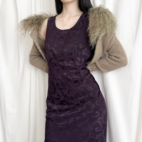 made in USA / purple flower embroidery dress