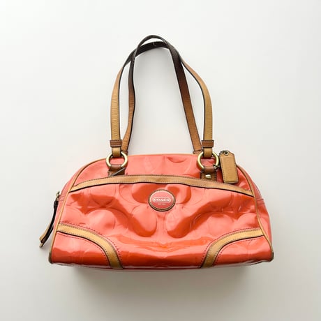 coach orange enamel leather shoulder bag