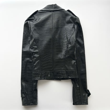 MORGAN black python enamel leather jacket