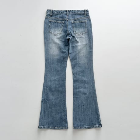 ribbon designed boot cut denim pants