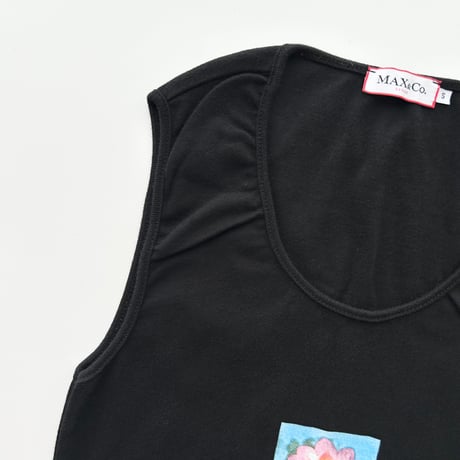 black flower printed tank top