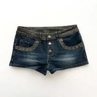 leopard vis denim short pants