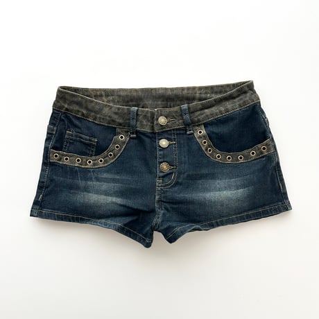 leopard vis denim short pants