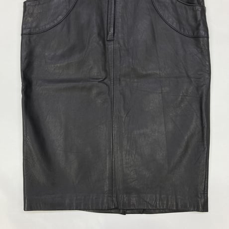 vintage black leather skirt