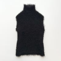 black high neck shaggy knit vest