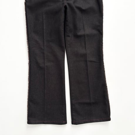 pink stitch fringe denim pants