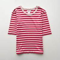 agnes b. red×pink striped half sleeve T-shirt