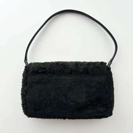 black fur designed shoulder bag