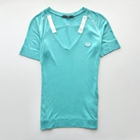GUCCI blue logo v neck tops