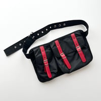 navy×red waist belt bag