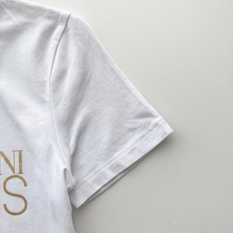 ARMANI white × gold logo T-shirt