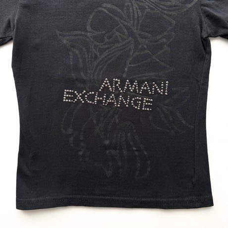 ARMANI black rhinestone printed T-shirts