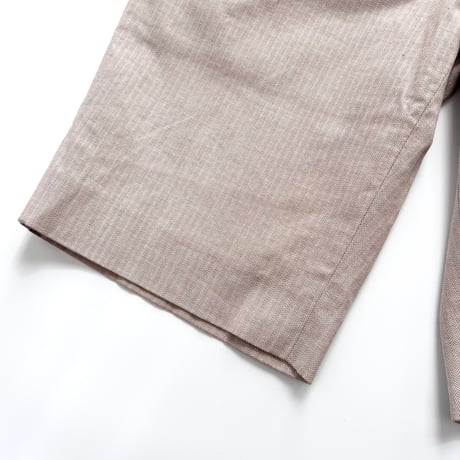 beige striped back ribbon half pants