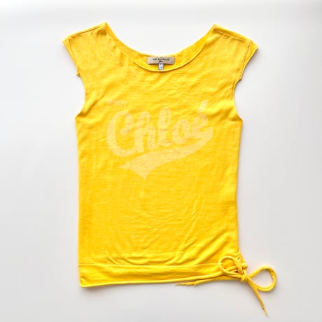 Chloe yellow logo ribbon tops