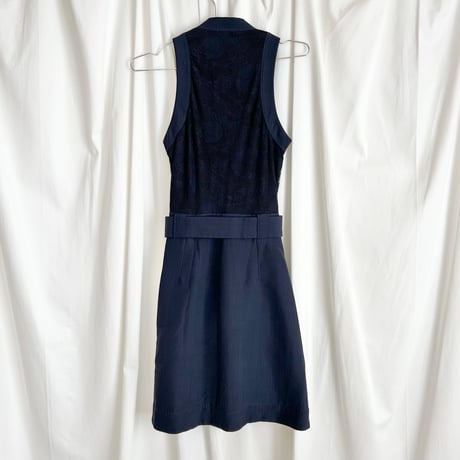 VIKTOR&ROLF navy lace belt designed dress