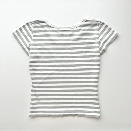 agnes b. gray×white striped T-shirts