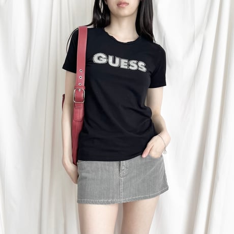 GUESS black rhinestone logo T-shirts