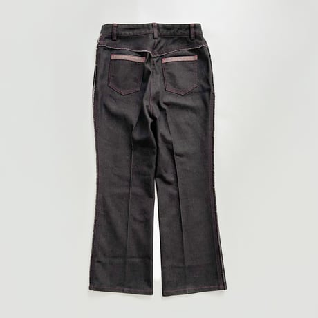 pink stitch fringe denim pants