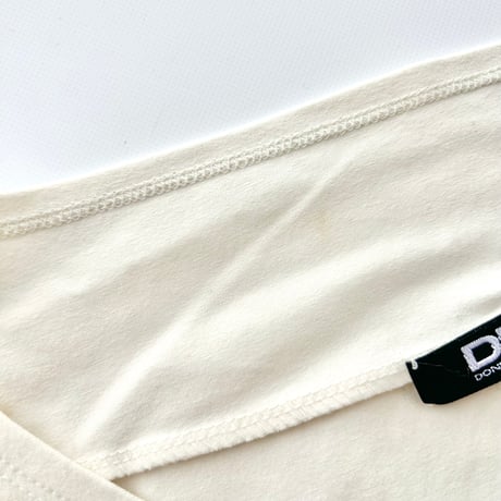 DKNY ivory twist off shoulder tops