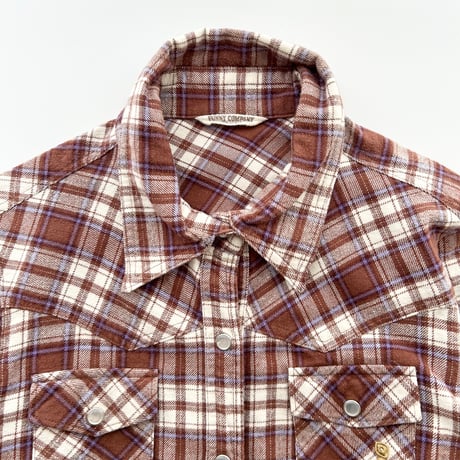 brown×purple plaid cotton shirt