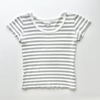agnes b. gray×white striped T-shirts