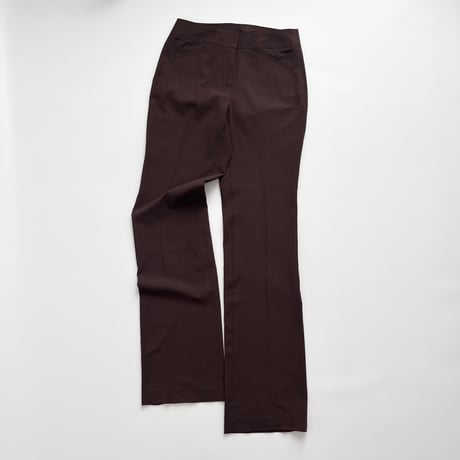 brown stitch designed straight pants