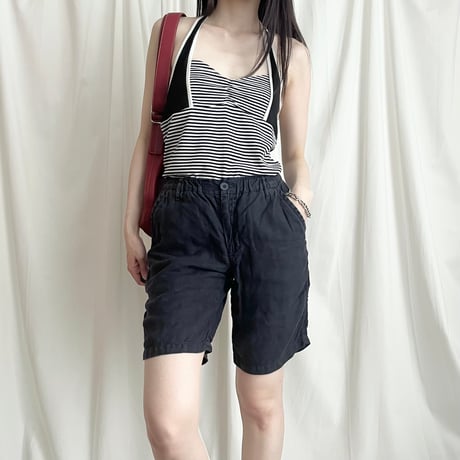 made in Belgium / dark navy washed half pants