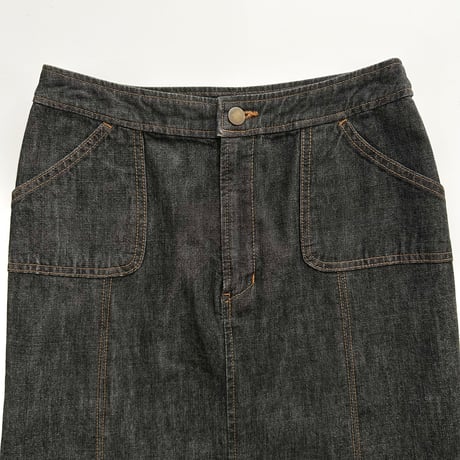 dark indigo denim long skirt