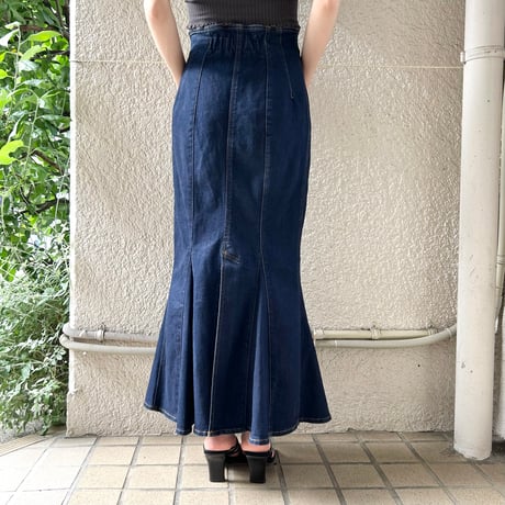 indigo denim mermaid skirt