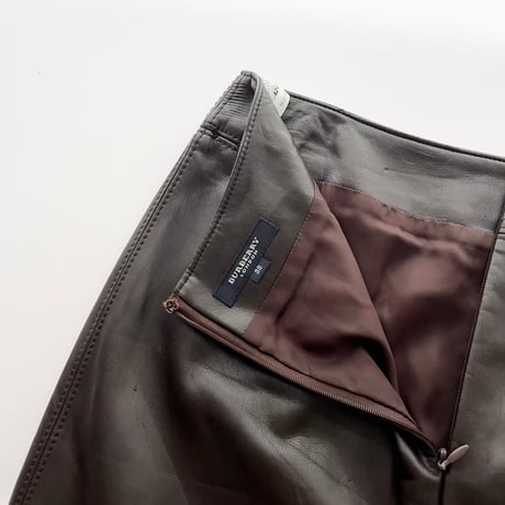 Burberry dark brown fake leather skirt