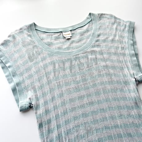 DIESEL blue striped logo tops