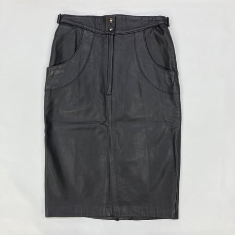 vintage black leather skirt