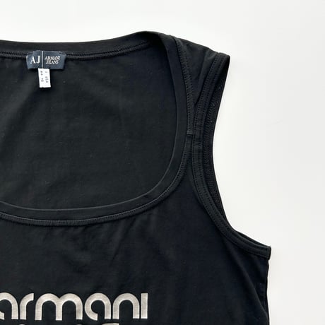 ARMANI black×silver logo tank top