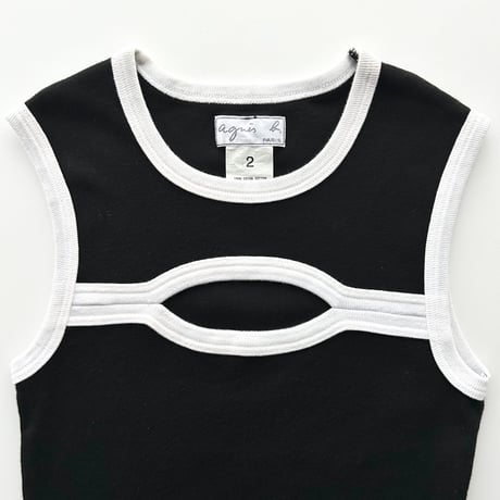 agnes b. black×white whole tank top
