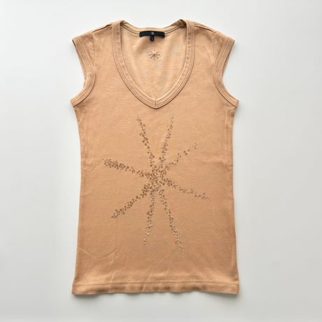 ISABEL MARANT orange beige flockey logo tank top