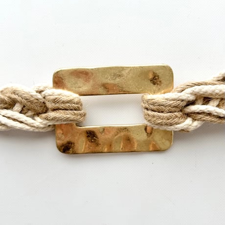 beige×white plate rope belt