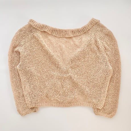 crochet pale orenge ribbon cardigan