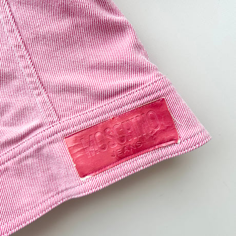 MOSCHINO pink denim lame hoodie jacket