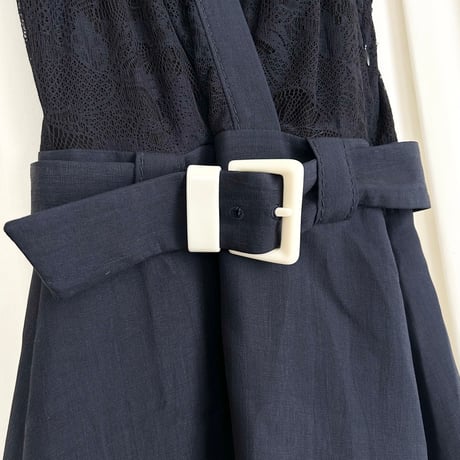 VIKTOR&ROLF navy lace belt designed dress
