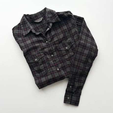 DIESEL black×red plaid cotton shirt