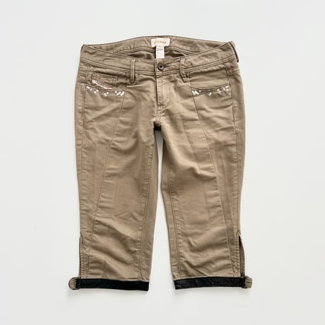 DIESEL khaki sequins low-rise capri pants