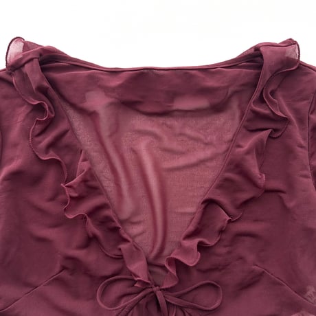 bordeaux frill sheer bolero cardigan