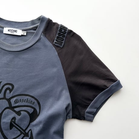 MOSCHINO navy logo printed T-shirts