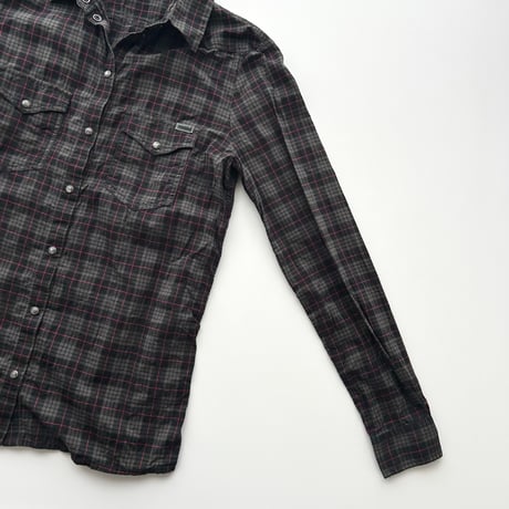DIESEL black×red plaid cotton shirt