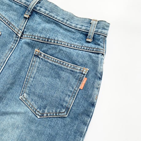 blue denim front slit skirt