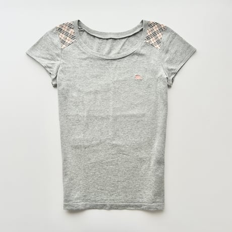 Burberry gray plaid patch T-shirts